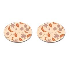 Folk Flowers Print Floral Pattern Ethnic Art Cufflinks (oval) by Eskimos