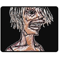 Sketchy Style Drawing Zombie Woman Fleece Blanket (medium)  by dflcprintsclothing