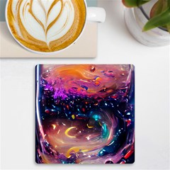Galaxy Glass Uv Print Square Tile Coaster  by Dazzleway