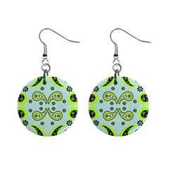 Floral Pattern Paisley Style  Mini Button Earrings by Eskimos