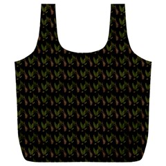 Fern Pattern 2 Black Full Print Recycle Bag (xxxl) by violetheavensky