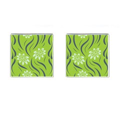 Folk Flowers Print Floral Pattern Ethnic Art Cufflinks (square) by Eskimos