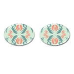 Folk flowers print Floral pattern Ethnic art Cufflinks (Oval) Front(Pair)