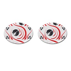 Folk Flowers Print Floral Pattern Ethnic Art Cufflinks (oval) by Eskimos