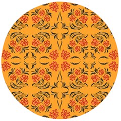 Floral Folk Damask Pattern  Wooden Bottle Opener (round) by Eskimos