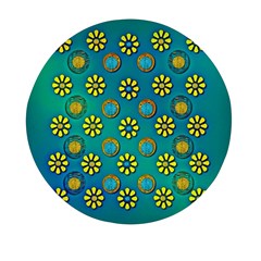 Yellow And Blue Proud Blooming Flowers Mini Round Pill Box (pack Of 3) by pepitasart