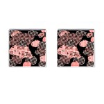 Abstrait Effet Formes Noir/Rose Cufflinks (Square) Front(Pair)
