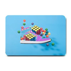 Floating-cubes-on-blue Backgrounderaser 20220422 203144521 Backgrounderaser 20220422 203216276 Small Doormat  by marthatravis1968