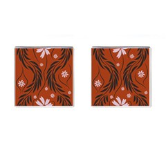 Folk Flowers Print Floral Pattern Ethnic Art Cufflinks (square) by Eskimos