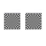 Illusion Checkerboard Black And White Pattern Cufflinks (Square) Front(Pair)