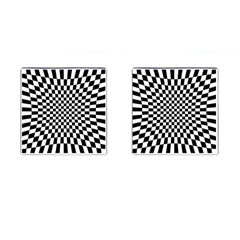 Illusion Checkerboard Black And White Pattern Cufflinks (square) by Nexatart