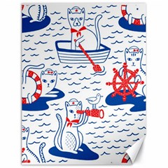 Nautical Cats Seamless Pattern Canvas 18  X 24  by Jancukart