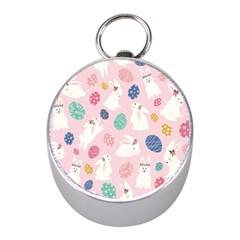 Cute Bunnies Easter Eggs Seamless Pattern Mini Silver Compasses by Jancukart