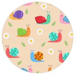 Seamless Pattern Cute Snail With Flower Leaf Round Trivet by Jancukart