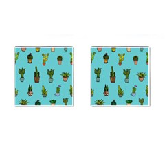Succulents Teal Back Cufflinks (square) by Jancukart