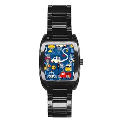 Seamless-pattern-vector-rescue-team-cartoon Stainless Steel Barrel Watch by Jancukart