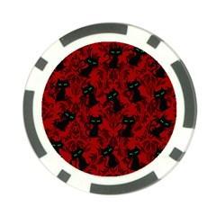 Halloween Goth Cat Pattern In Blood Red Poker Chip Card Guard (10 Pack) by NerdySparkleGoth