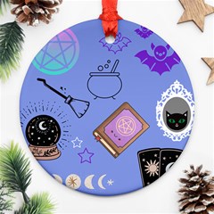 Pastel Goth Witch Blue Round Ornament (two Sides) by NerdySparkleGoth