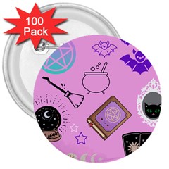 Pastel Goth Witch Pink 3  Buttons (100 Pack)  by NerdySparkleGoth
