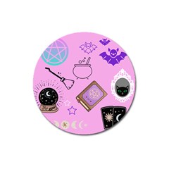 Pastel Goth Witch Pink Magnet 3  (round) by NerdySparkleGoth