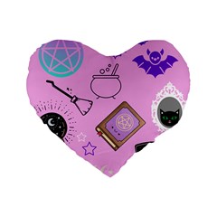 Pastel Goth Witch Pink Standard 16  Premium Flano Heart Shape Cushions by NerdySparkleGoth