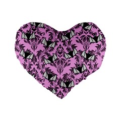 Pink Bats Standard 16  Premium Heart Shape Cushions by NerdySparkleGoth