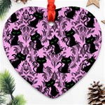Pink Cats Heart Ornament (Two Sides) Front