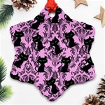 Pink Cats Snowflake Ornament (Two Sides) Front