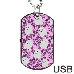 Pink Ghosts Dog Tag Usb Flash (two Sides) by NerdySparkleGoth