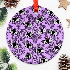 Purple Bats Round Ornament (two Sides) by InPlainSightStyle