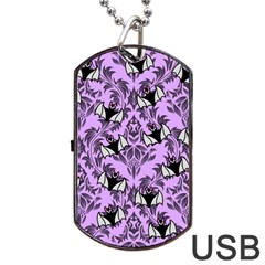 Purple Bats Dog Tag Usb Flash (one Side) by NerdySparkleGoth