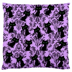 Purple Cats Large Flano Cushion Case (two Sides) by NerdySparkleGoth