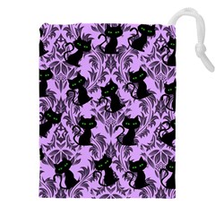 Purple Cats Drawstring Pouch (5xl) by NerdySparkleGoth
