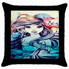 Beautifull Ariel Little Mermaid  Painting Throw Pillow Case (black) by artworkshop