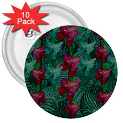 Rare Excotic Forest Of Wild Orchids Vines Blooming In The Calm 3  Buttons (10 Pack)  by pepitasart