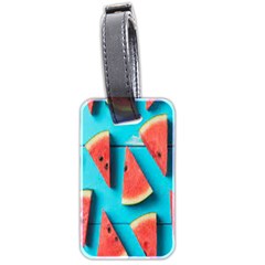 Watermelon Blue Background Luggage Tag (two Sides) by artworkshop