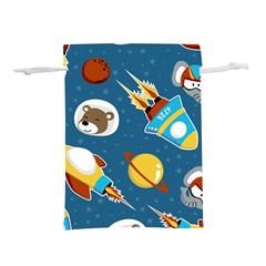Seamless-pattern-vector-with-spacecraft-funny-animals-astronaut Lightweight Drawstring Pouch (s) by Jancukart