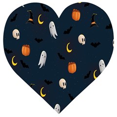 Halloween Ghost Pumpkin Bat Skull Wooden Puzzle Heart by artworkshop