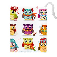 Cartoon-cute-owl-vector Drawstring Pouch (5xl) by Jancukart