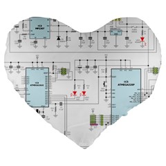 Circuits-electronics-atmel Large 19  Premium Heart Shape Cushions by Jancukart