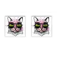 Black-cat-head Cufflinks (square) by Jancukart