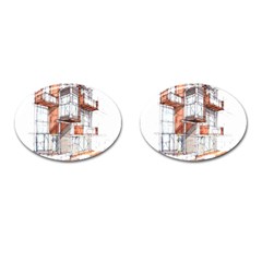 Rag-flats-onion-flats-llc-architecture-drawing Graffiti-architecture Cufflinks (oval) by Jancukart
