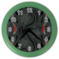 Folk Flowers Print Floral Pattern Ethnic Art Color Wall Clock by Eskimos