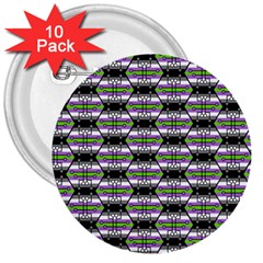 Hackers Town Void Mantis Hexagon Agender Nine 9 Stripe Pride Flag 3  Buttons (10 Pack)  by WetdryvacsLair