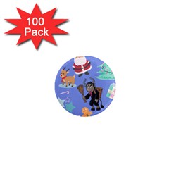 Blue Krampus Christmas 1  Mini Magnets (100 Pack)  by NerdySparkleGoth