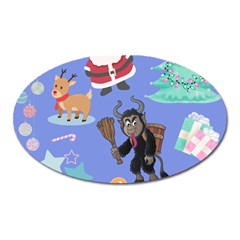 Blue Krampus Christmas Oval Magnet by NerdySparkleGoth