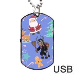 Blue Krampus Christmas Dog Tag Usb Flash (two Sides) by NerdySparkleGoth