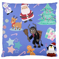 Blue Krampus Christmas Large Cushion Case (two Sides) by NerdySparkleGoth