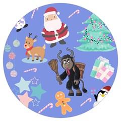 Blue Krampus Christmas Round Trivet by NerdySparkleGoth