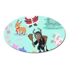 Green Krampus Christmas Oval Magnet by NerdySparkleGoth
